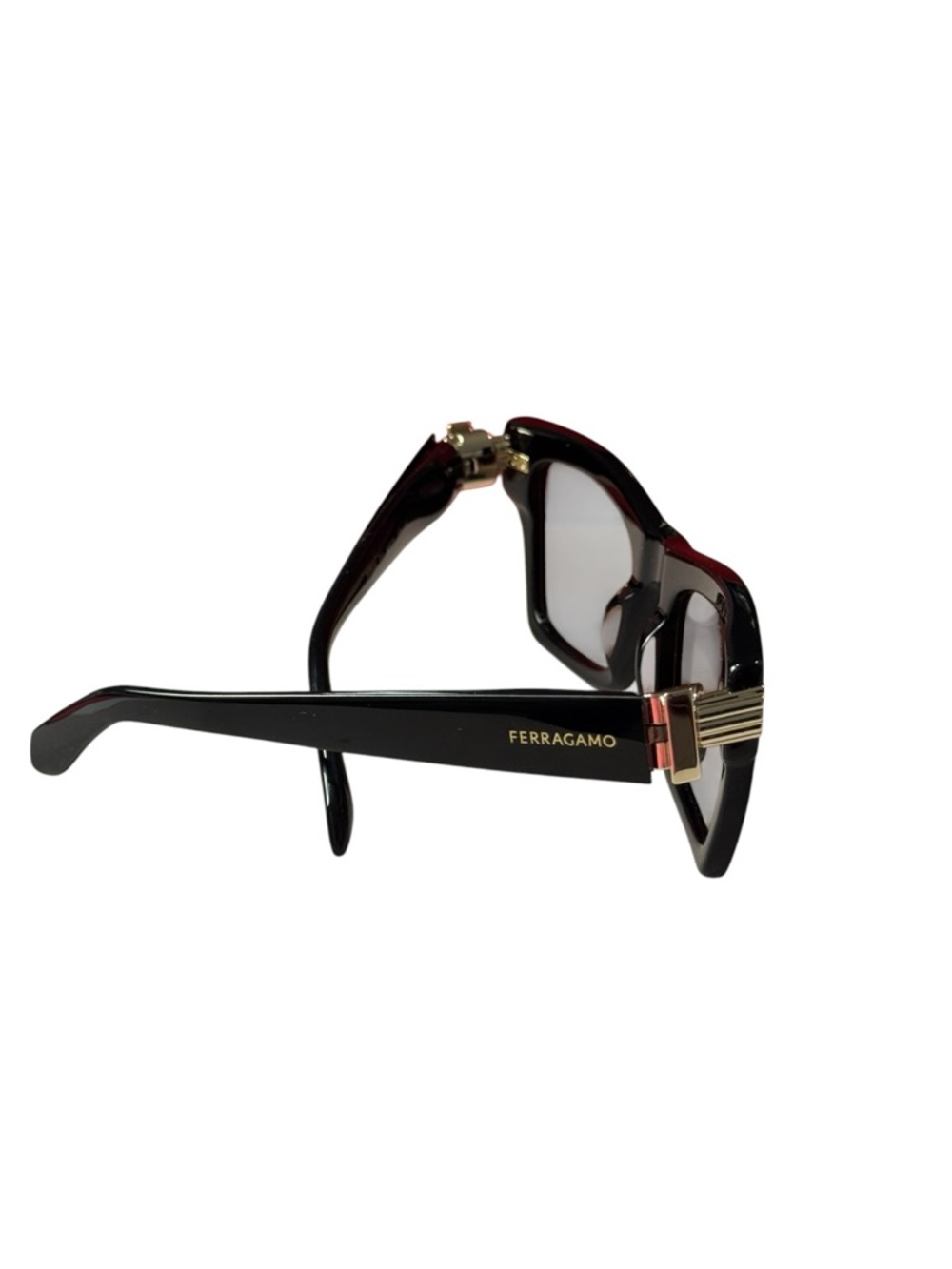 Salvatore Ferragamo SF2013S Black Gold Square Brown Lens 52 mm Sunglasses NIB - Picture 4 of 15